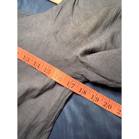 Potters Pot blue linen button peasant top womens small coquette milkmaid prairie - Picture 8 of 8